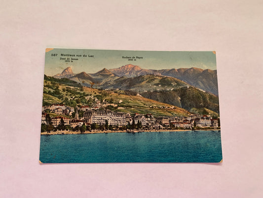 Old postcard - Antique postcard - Switzerland - Montreux - View from the lake - Suisse - Montreux vue du Lac - Carte Postale - early 1900s - Unused