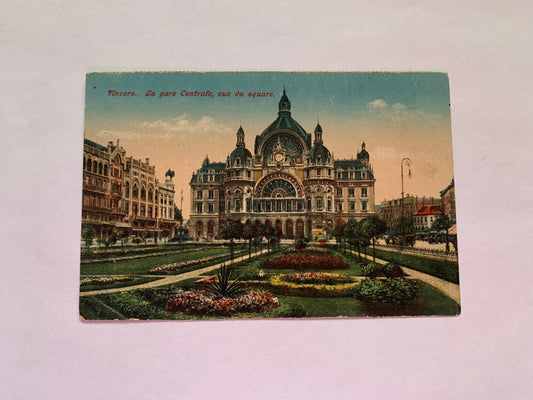 Old postcard - Antique postcard - Belgium - Antwerpen - Anvers - La gare Centrale, vue du square - Carte Postale - early 1900s - Unused