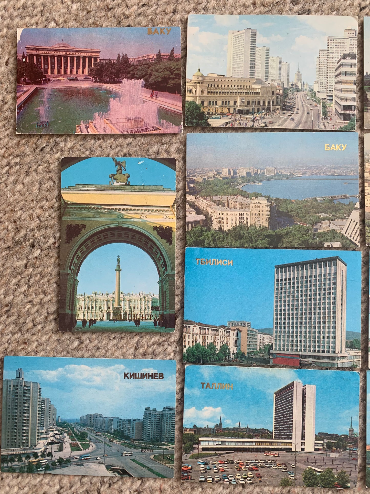 Set of 15 Soviet-time pocket calendars from years 1984-1987 - Cities in the USSR