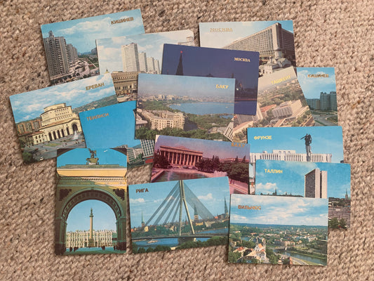 Set of 15 Soviet-time pocket calendars from years 1984-1987 - Cities in the USSR