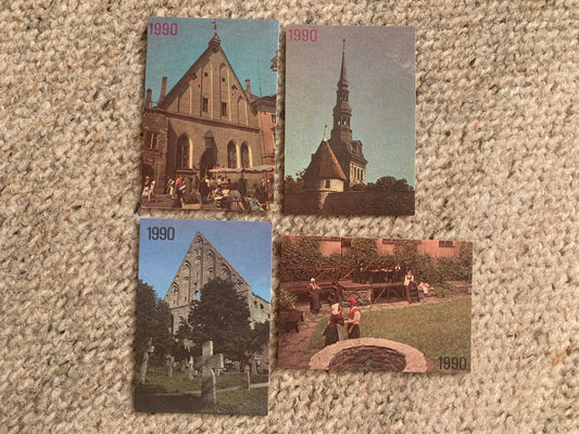 Set of 4 Estonian Soviet-time pocket calendars - Pocket calendars with places of Tallinn for the year 1990