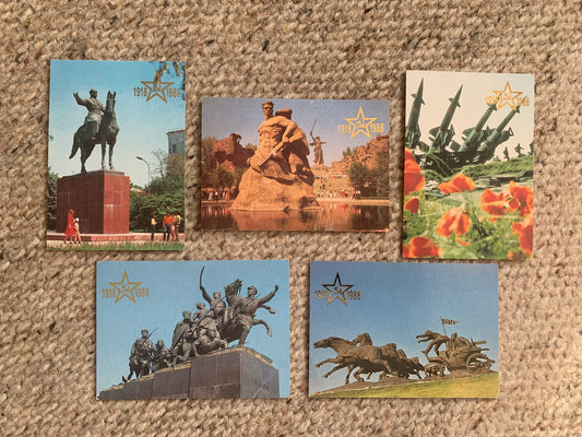 Set of 5 Soviet-time pocket calendars - Monuments in the USSR dedicated to the Russian Revolution (1917-1922) - 70th anniversary in 1988