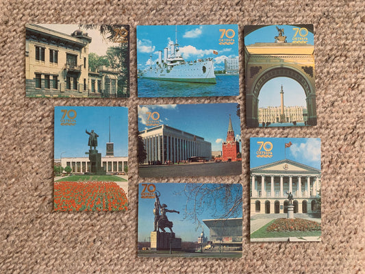 Set of 7 Soviet-time pocket calendars - Dedicated to the Russian Revolution started in October 1917 - 70th anniversary in 1987