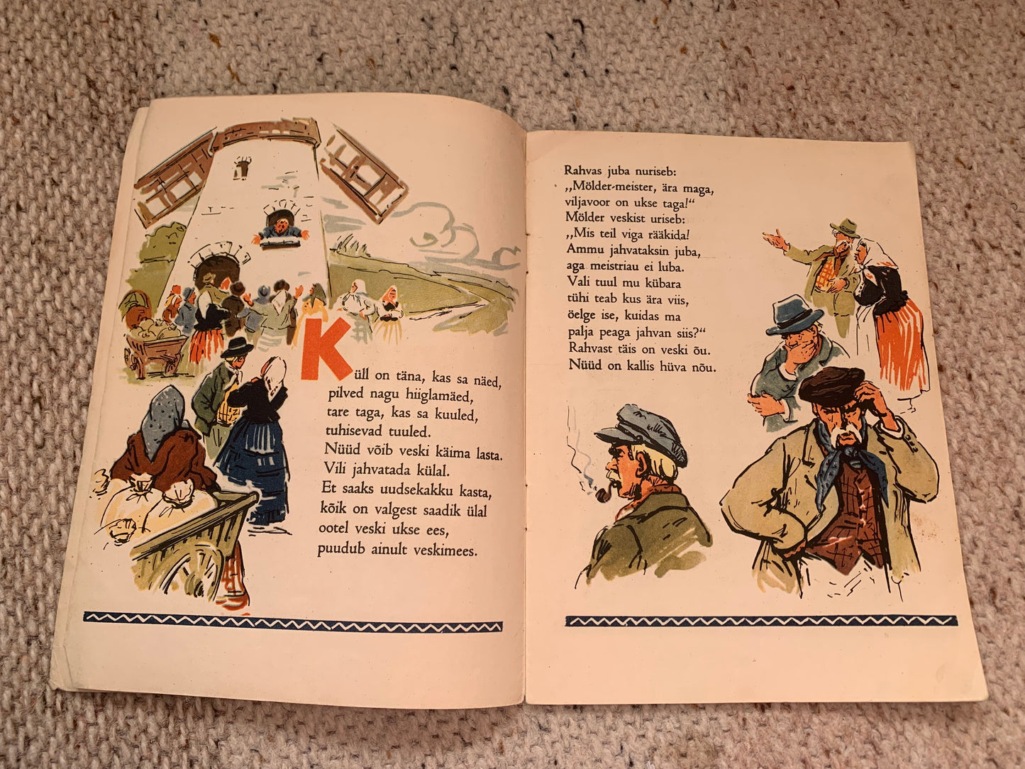 Vintage Estonian Children's Book - VESKILAUL (Mill Song) - Gorgeous illustrations - 1959