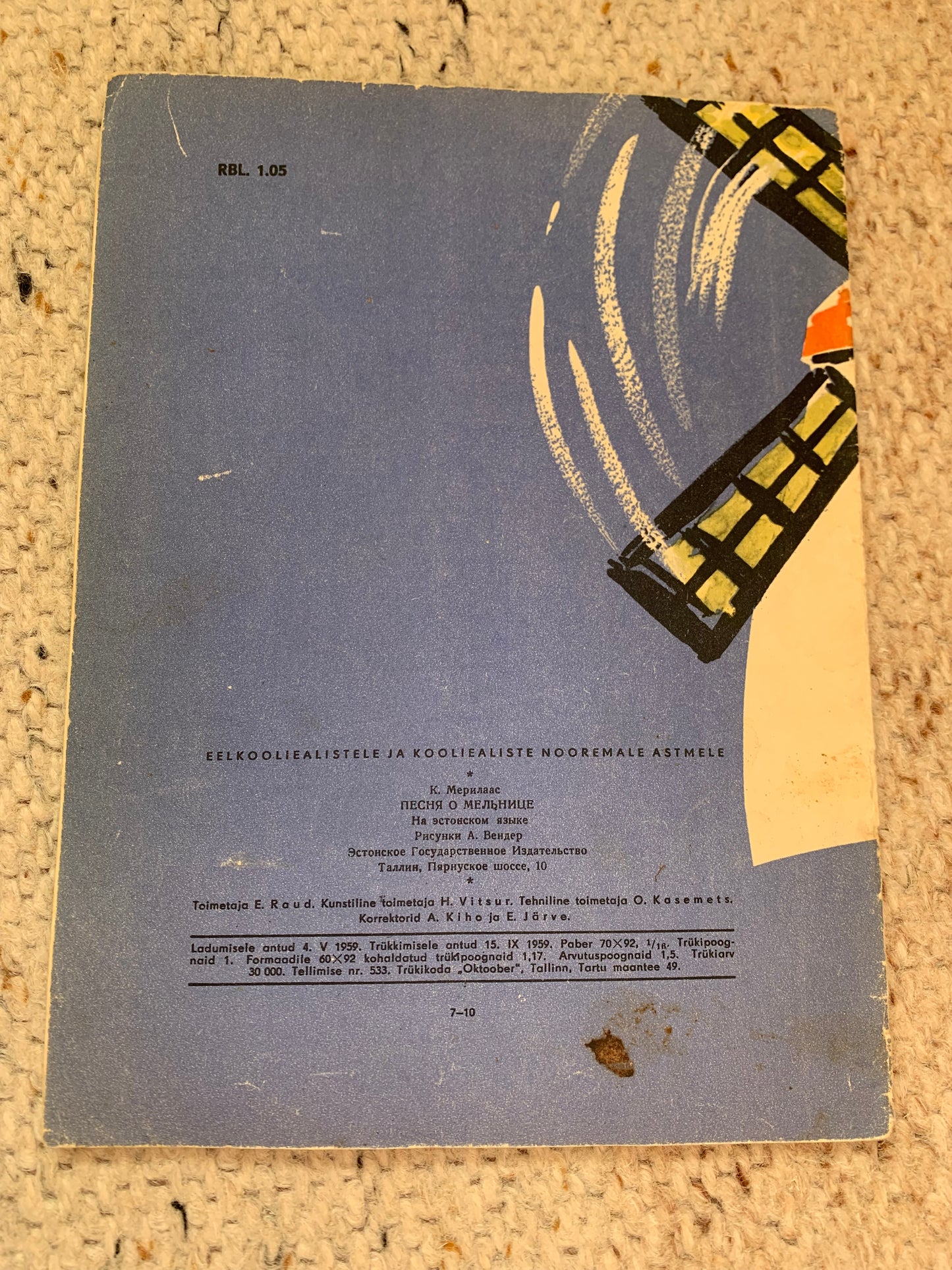 Vintage Estonian Children's Book - VESKILAUL (Mill Song) - Gorgeous illustrations - 1959