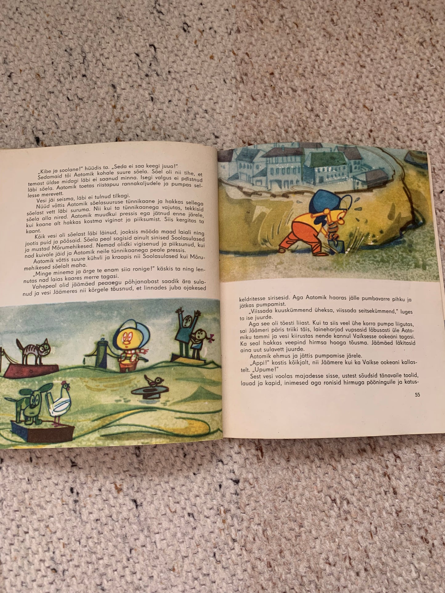 Vintage Estonian Children's Book - AATOMIKU JUHTUMUSED (The Adventures of Atomic) - Gorgeous illustrations - 1974
