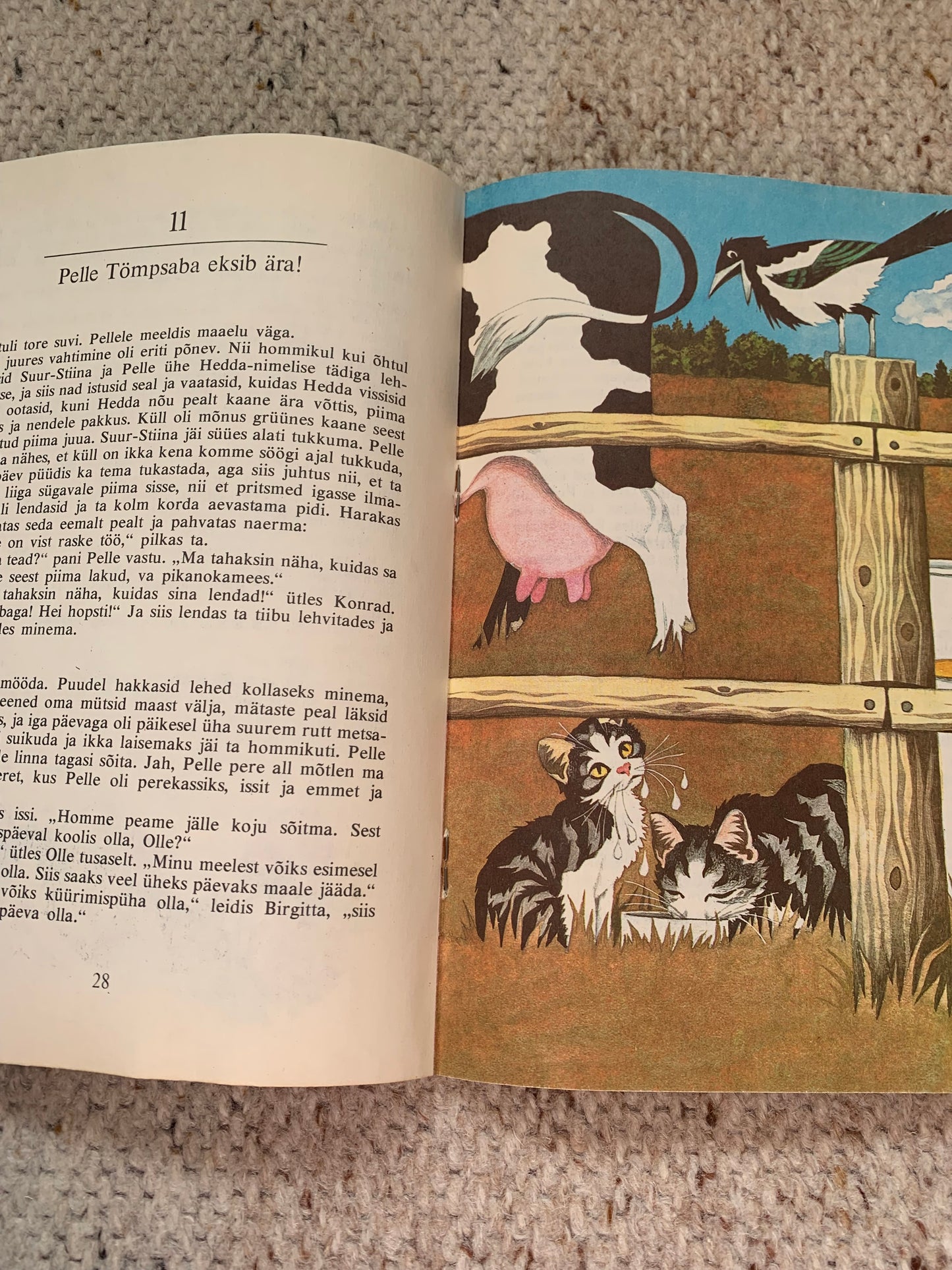 Vintage Estonian Children's Book - PELLE TÖMPSABA SEIKLUSED (The Adventures of Pelle No-Tail) - Gorgeous illustrations - 1986