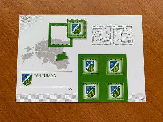 Estonian postcard - Postal stationery - DEFINITIVE STAMP - TARTU COUNTY - Philately info card - 2007