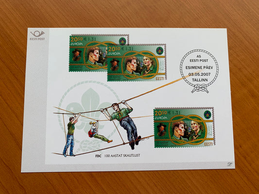 Estonian postcard - Postal stationery - EUROPA - CENTENARY OF THE SCOUT MOVEMENT - Philately info card - 2007