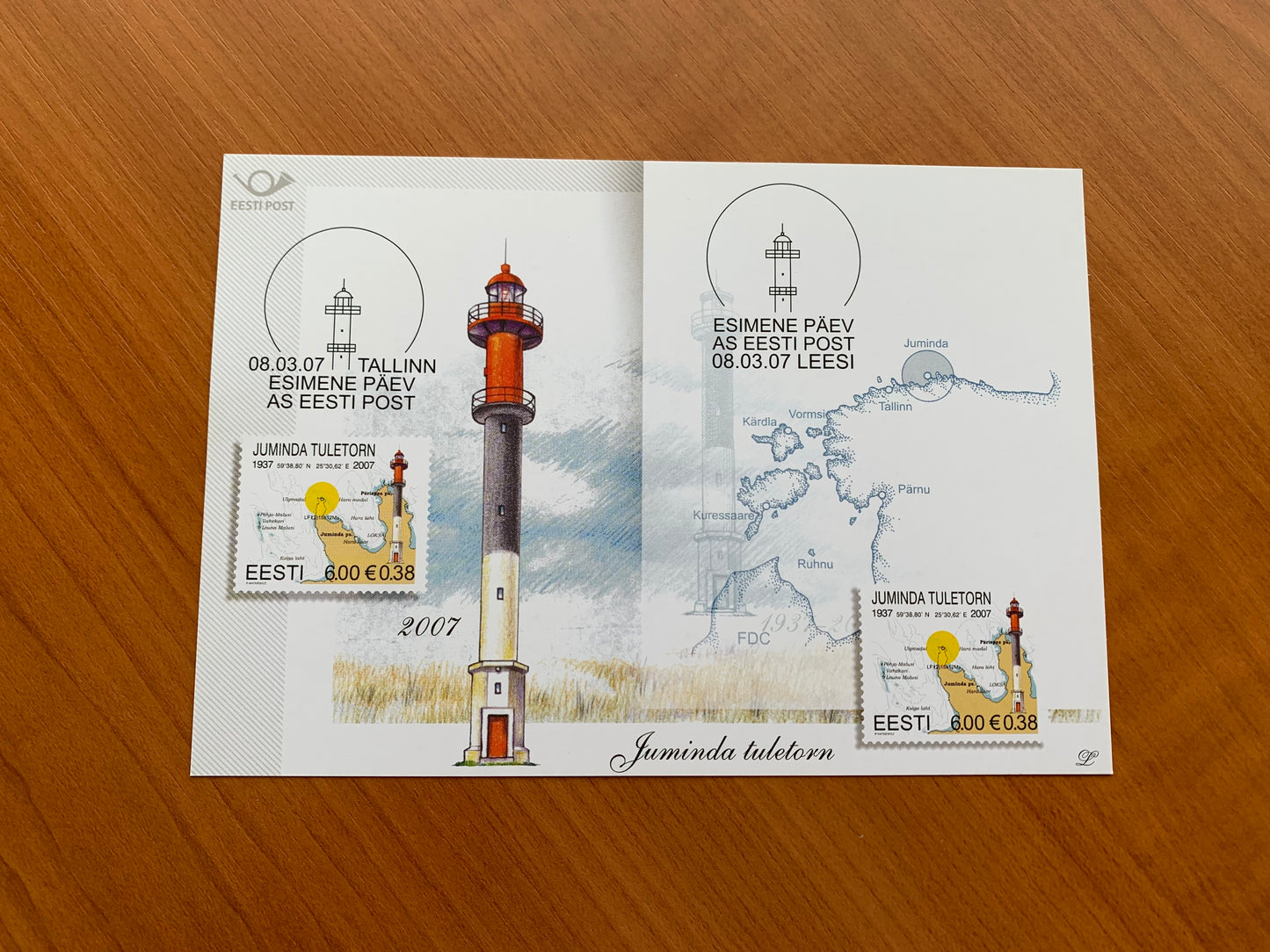 Estonian postcard - Postal stationery - JUMINDA LIGHTHOUSE - Philately info card - 2007
