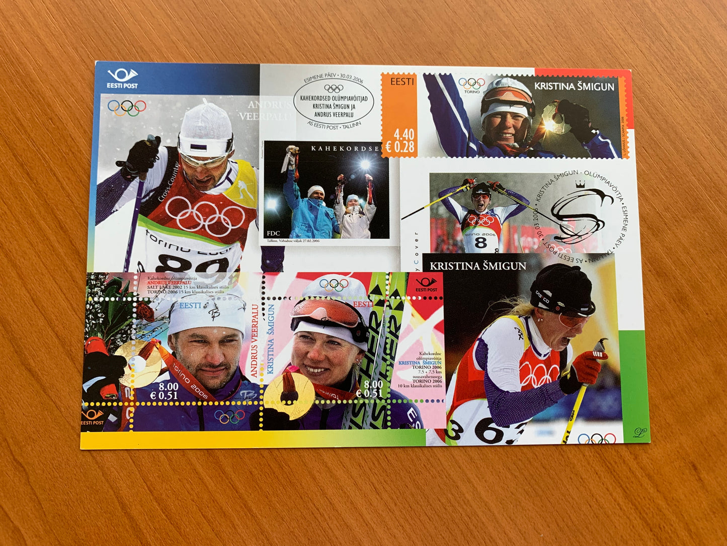 Estonian postcard - Postal stationery - KRISTINA SMIGUN AND ANDRUS VEERPALU DOUBLE OLYMPIC WINNERS - Philately info card - 2006