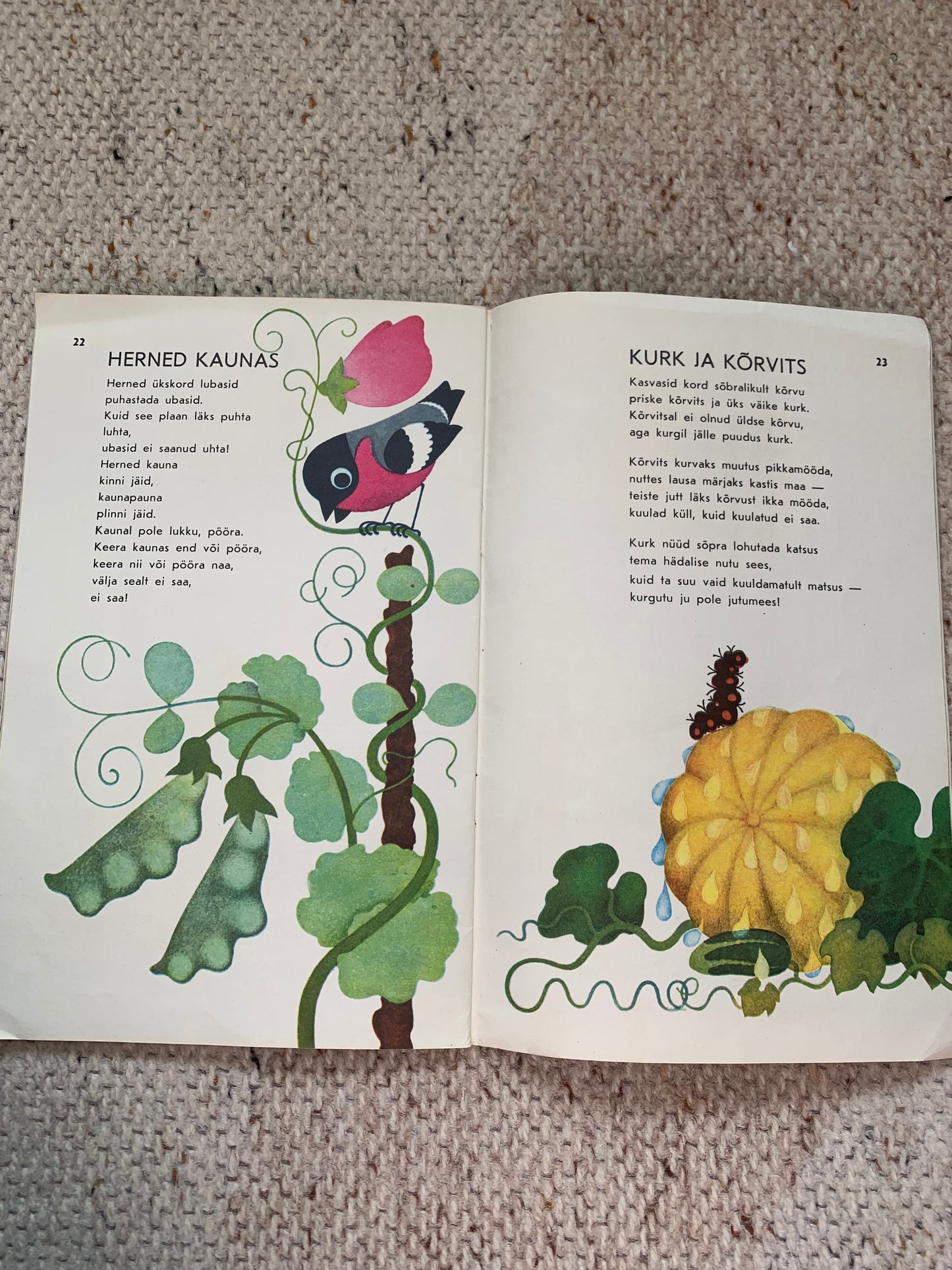 Vintage Estonian Children's Book - KÄBI KÄBIHÄBI - Gorgeous illustrations - 1977