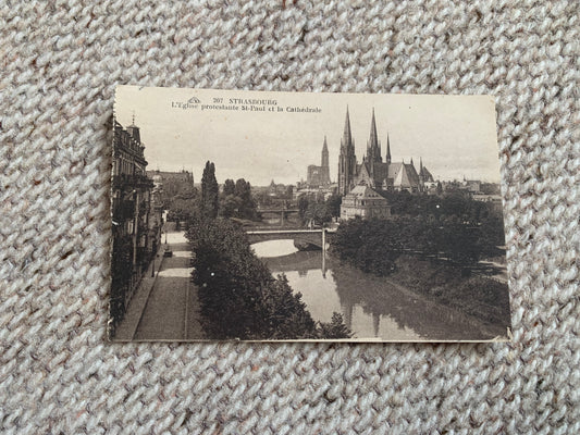 Old postcard - Antique postcard - FRANCE - Strasbourg - St. Paul's Protestant Church and Cathedral - Carte Postale - Early 1900's - Unused