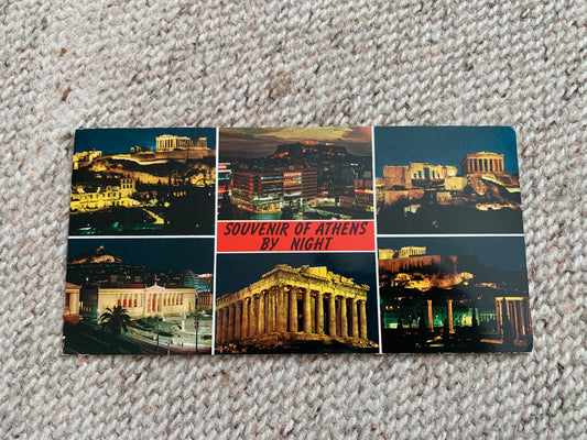 Vintage GREECE - ATHENS by night postcard - Postcrossing viewcard - 1980s - unused