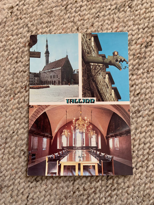 Soviet Estonia view card - Tallinn views - Town Hall - Intourist - Printed in USSR - 1986 - Unused