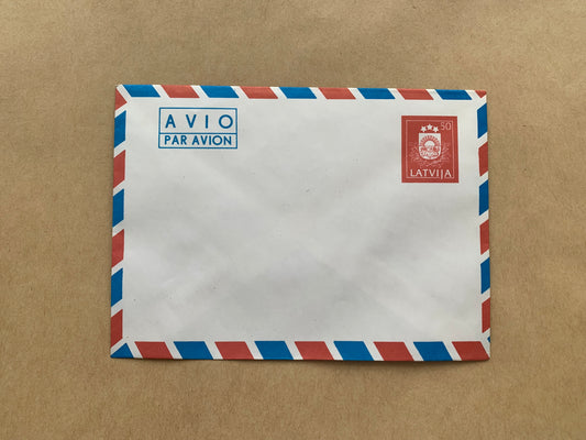 Latvian Air Mail envelope with printed stamp - Collectible stationery - early 1991