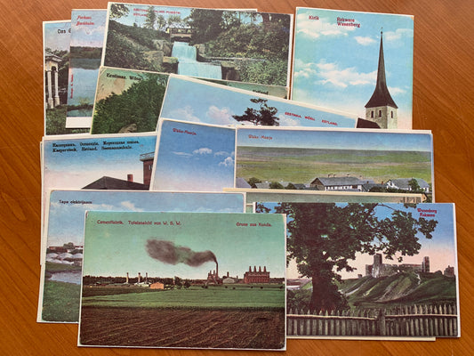 Set of 16 postcards - Estonian places in Virumaa county - 1900-1939 - Reproduction from old postcards - unused