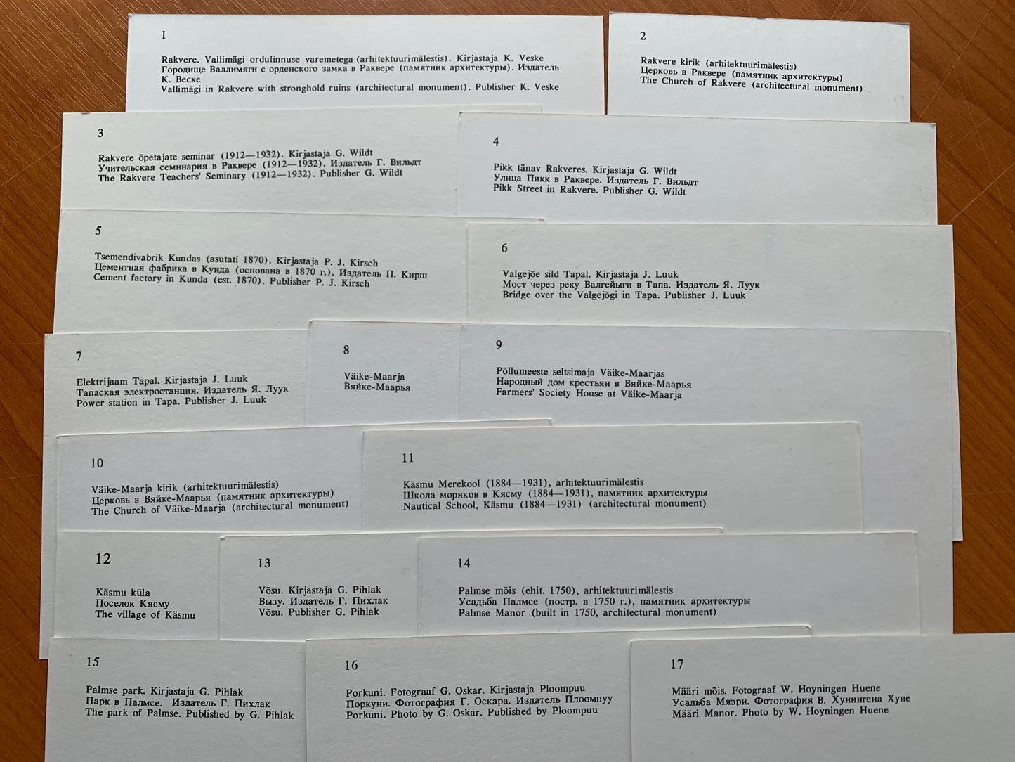 Set of 16 postcards - Estonian places in Virumaa county - 1900-1939 - Reproduction from old postcards - unused