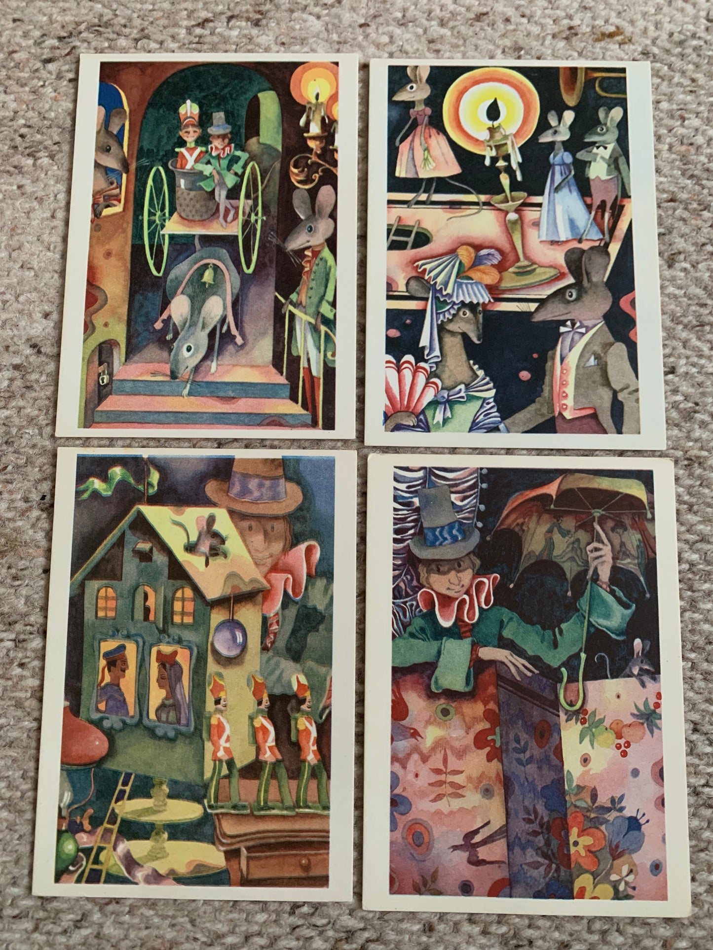 Set of 14 postcards - Hans Christian Andersen fairy-tale "Ole Lukoye" - early 1970's
