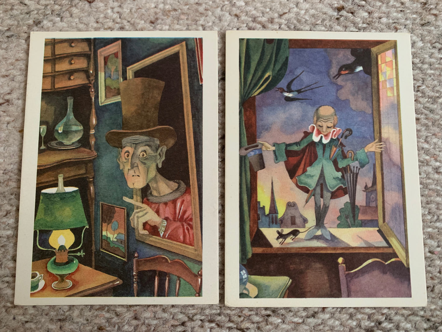 Set of 14 postcards - Hans Christian Andersen fairy-tale "Ole Lukoye" - early 1970's
