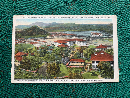 Old postcard - BALBOA - PANAMA CANAL ZONE - ADMINISTRATION BUILDING IN THE CENTER - early 1900's