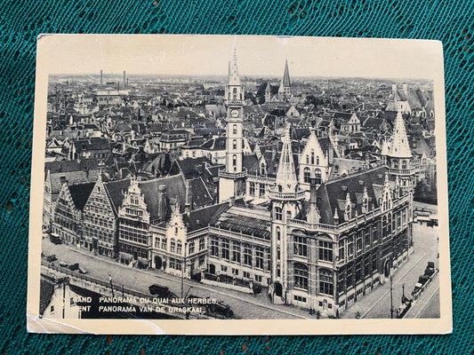 Old postcard - GAND PANORAMA DU QUAI AUX HERBES - GENT PANORÁMA VAN DE GRASKAAI - Belgium - early 1900's