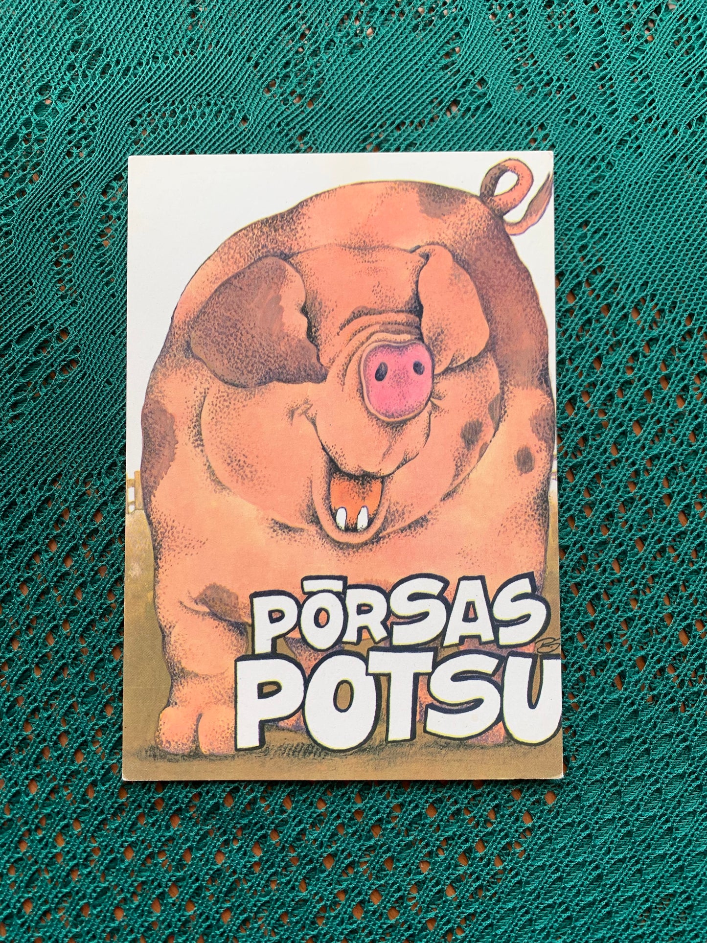 Estonian art postcard - Artist Raivo Järvi - Piglet Potsu - 1985 - unused
