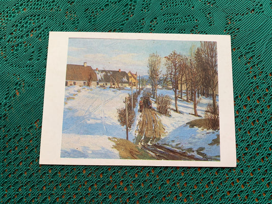 Estonian art postcard - Artist Richard Sagrits - On the Schoolpath - 1987 - unused