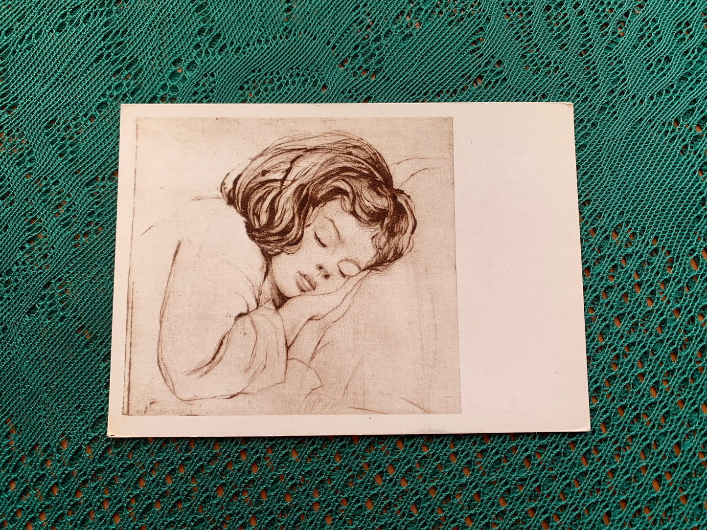 Estonian art postcard - Artist Aino Bach - Sleeping Child - 1963 - unused