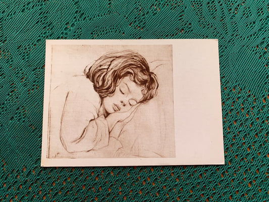 Estonian art postcard - Artist Aino Bach - Sleeping Child - 1963 - unused
