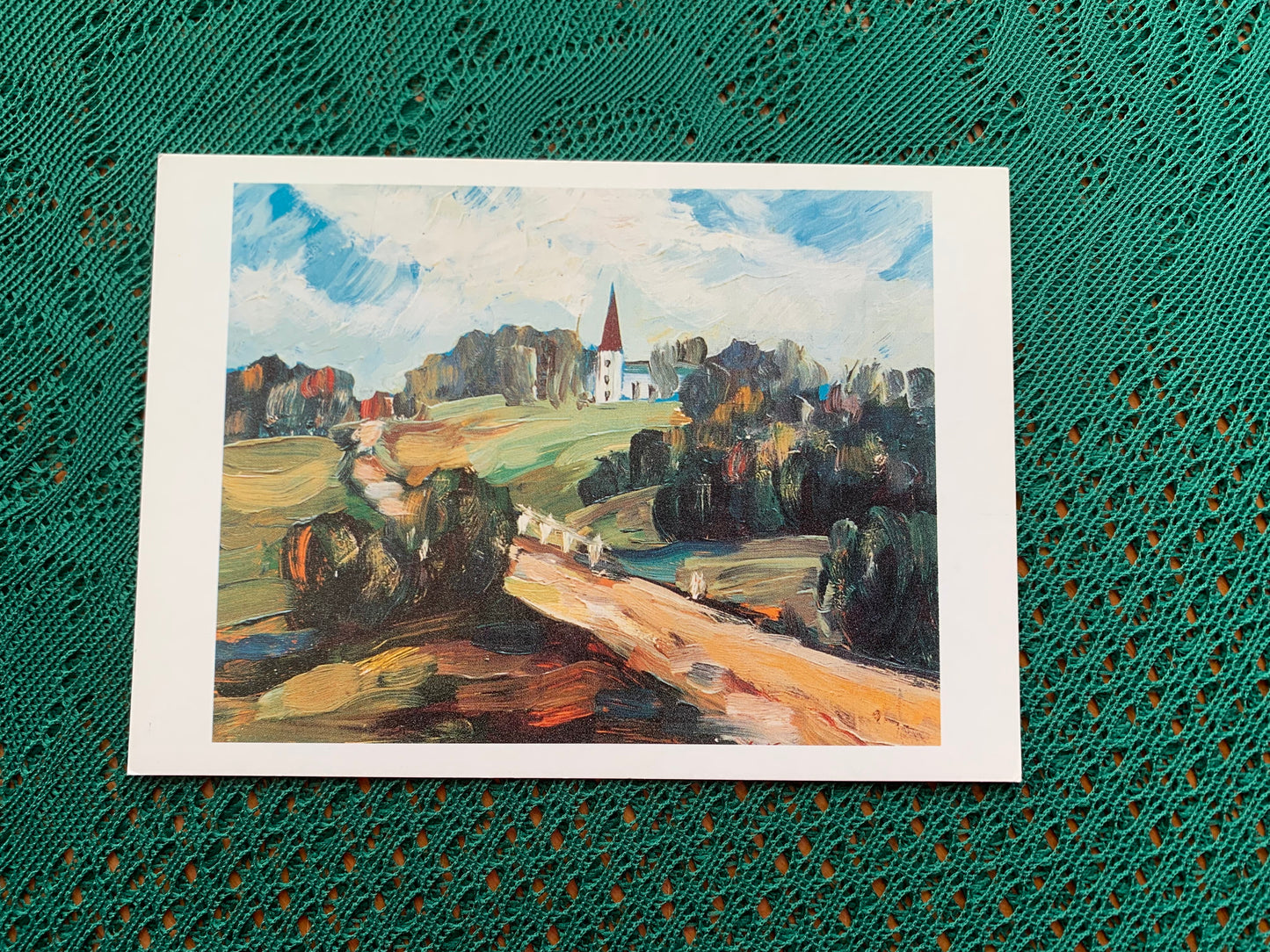 Estonian art postcard - Artist Liive Koppel - Rõuge motif - South Estonian landscape - unused