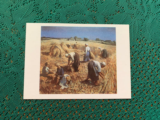 Estonian art postcard - Artist Richard Uutmaa - Rye-harvesters - 1987 - unused
