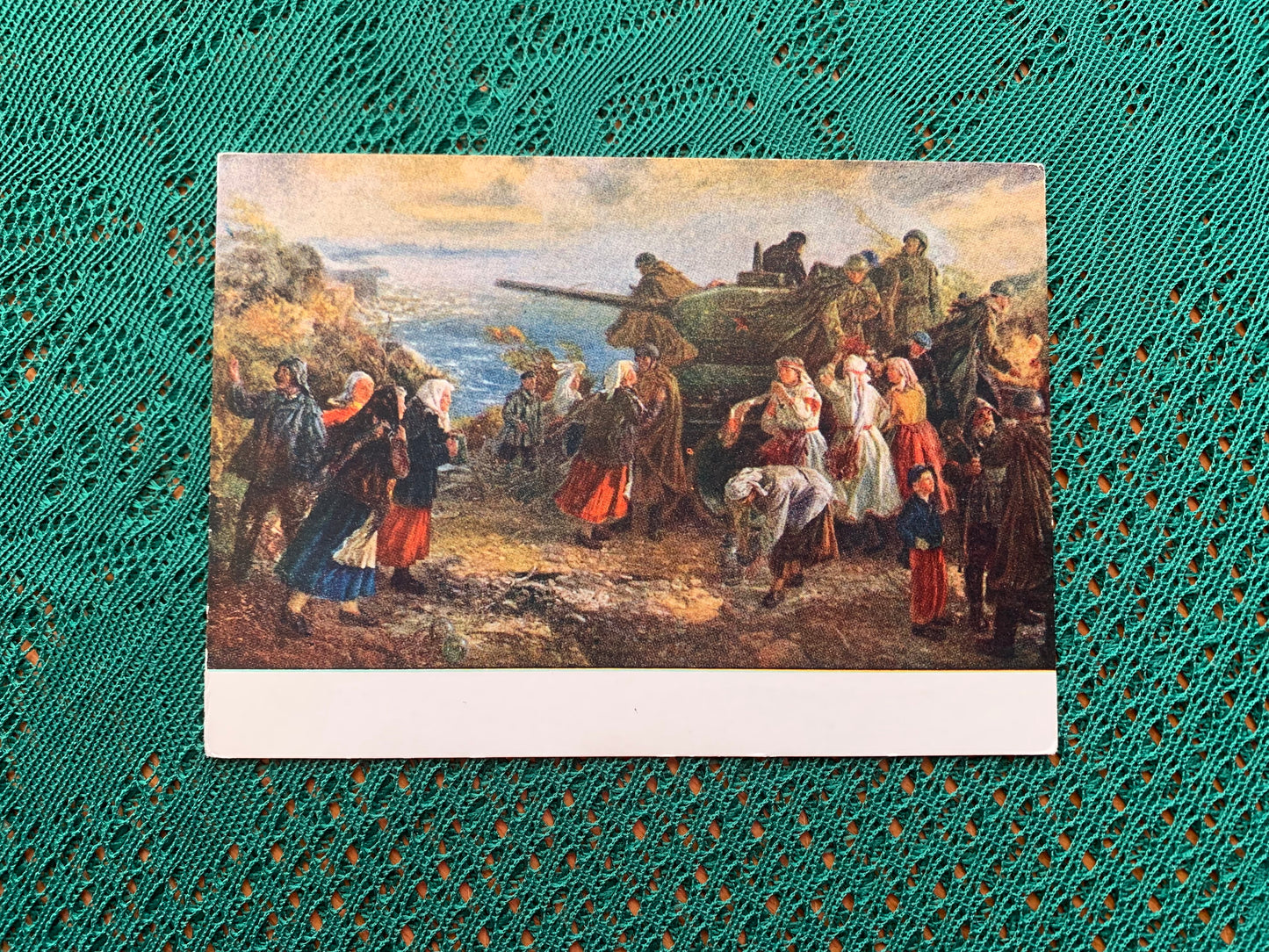 Soviet Russian art postcard - Artist Evald Okas - Liberation - World War II - 1957 - unused