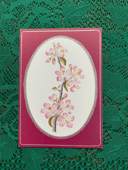 Finnish art postcard with apple tree blossom - Printed in Finland - Greeting card, collectible postcard - Flowers - unused