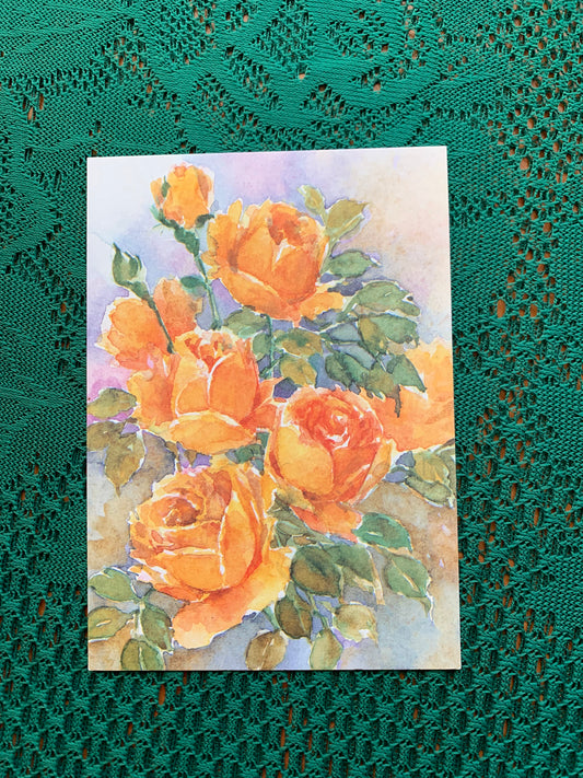 Finnish art postcard with roses - Printed in Finland - Greeting card, collectible postcard - Flowers - unused