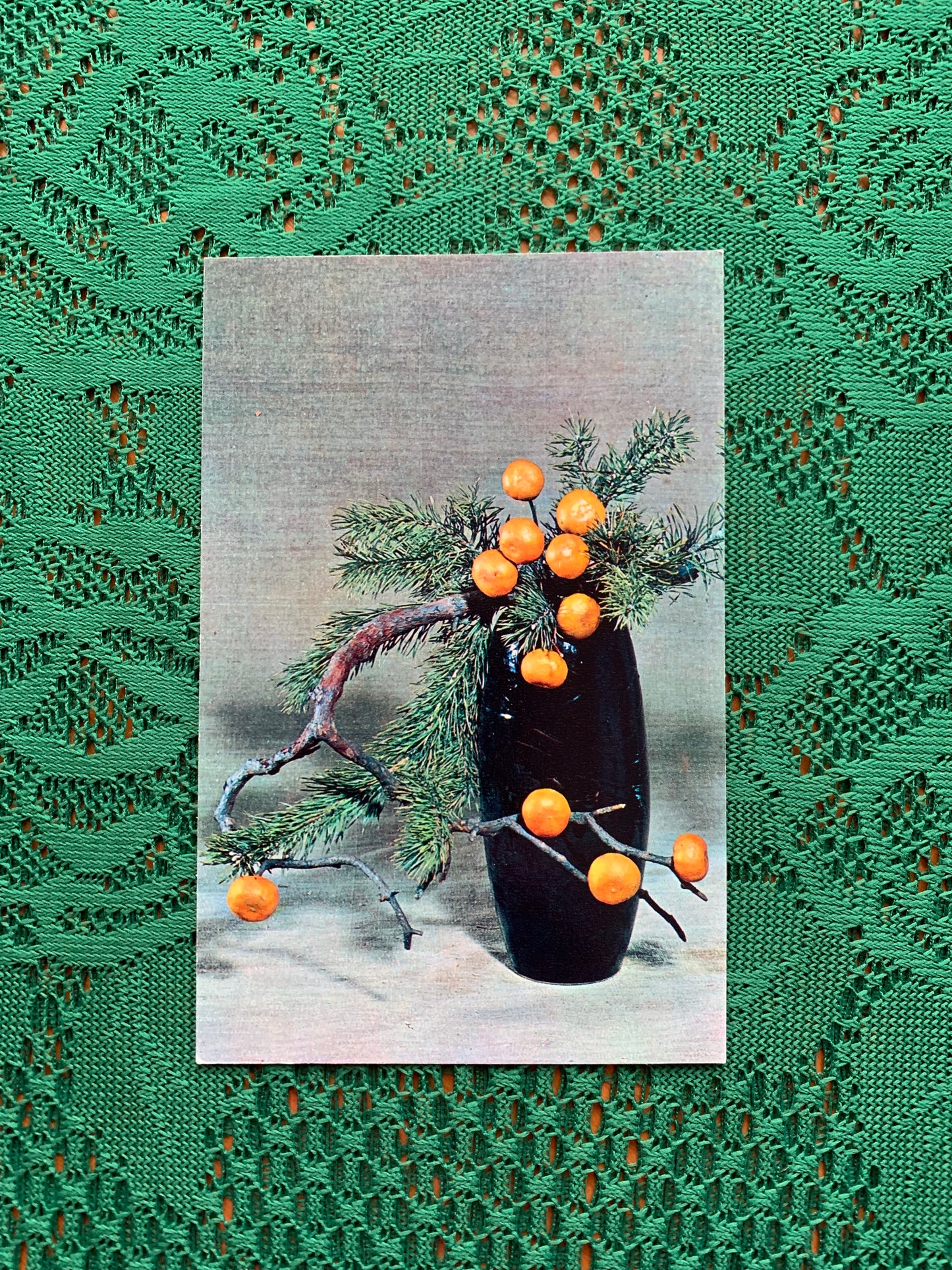Soviet vintage Christmas / New Year greeting postcard - Winter Motives - Flower Compositions - 1976 - unused