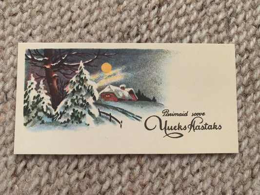 Estonian Christmas / New Year Art Greeting card - Winter - Reproduction from old postcard - 1991 - unused