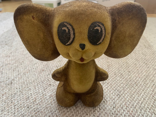 Collectible vintage plush toy from USSR - 1970s polymer soft toy CHEBURASKA - Soviet cartoon hero