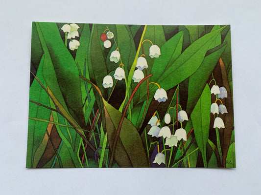 Estonian art postcard - Greeting card - Lily of the valley - Artist R.Lukk - Printed in 1985 - unused