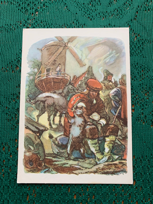 Fairy-tale postcard - Ch. Perrault. "Puss in Boots" - Printed in USSR - 1964 - unused