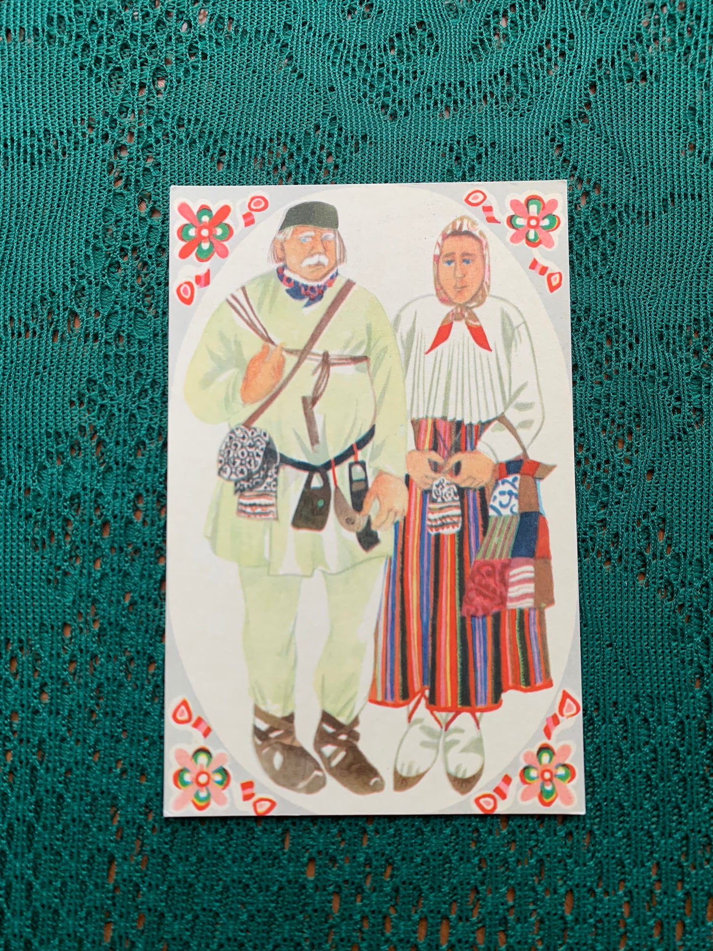 Estonian art postcard - Artist V.Tolli - Seal hunter and girl from Kihnu Island - 1975 - unused