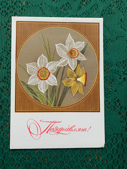 Russian embossed art postcard - Folded greeting card - Artist V.Chmarov - Printed in USSR - 1982 - unused