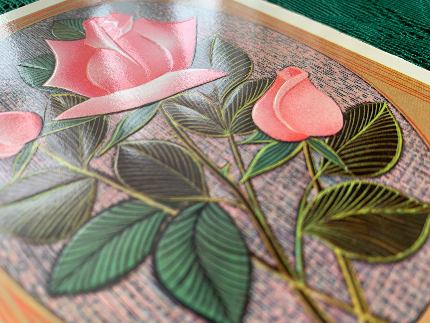 Russian embossed art postcard - Folded greeting card - Artist unknown - Printed in USSR - 1980 - unused