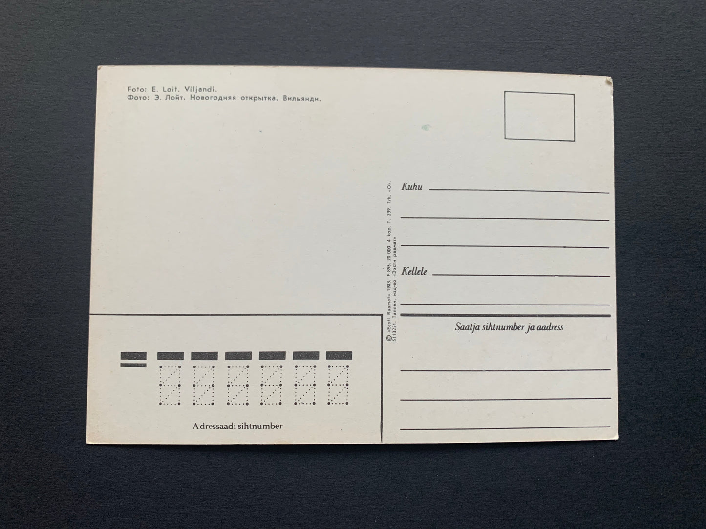 View card from 1983 - Snowy Viljandi - Estonia in Soviet time - Printed in USSR - Unused postcard