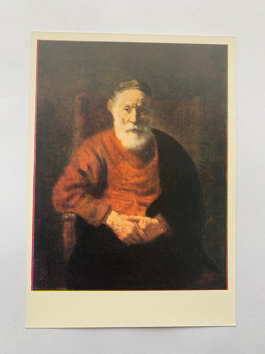 Soviet art postcard - Artist REMBRANDT (1606-1669) - Portrait of an old man in red - Printed in USSR - 1960 - unused