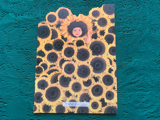 Anne Geddes Art Postcard - Cute Baby in Sunflowers - Baby Photography - unused