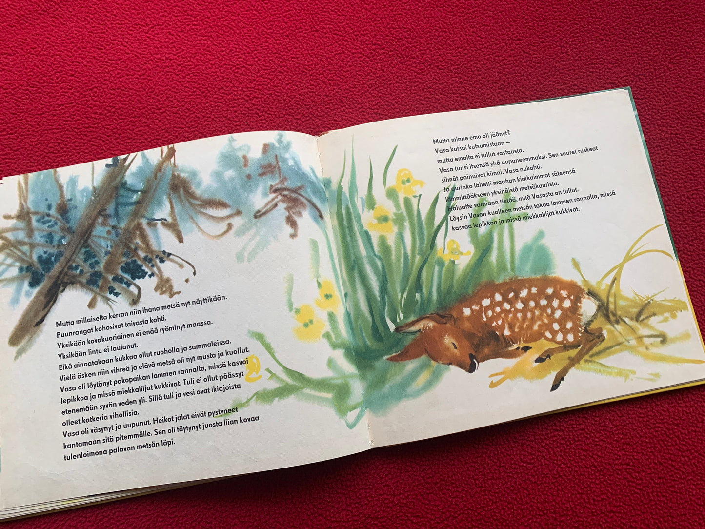 Finnish Children's Book from 1958 - Vasa, a small roe deer - Printed in GDR (East Germany) - Lovely vintage illustrations