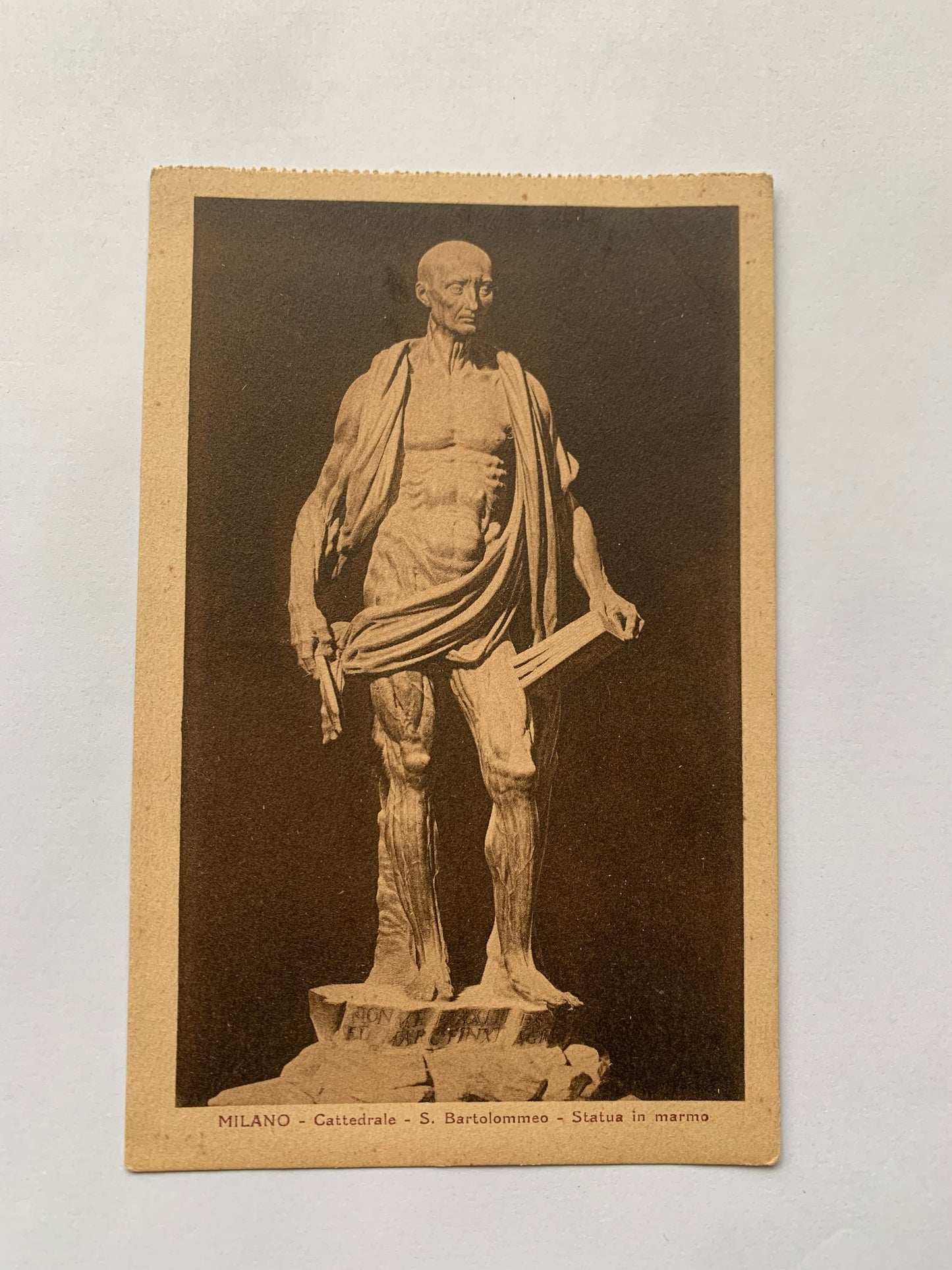 Old postcard- Antique postcard - MILANO - Cattedrale - S. Bartolommeo - Statua in marmo - early 1900's - sent in 1922