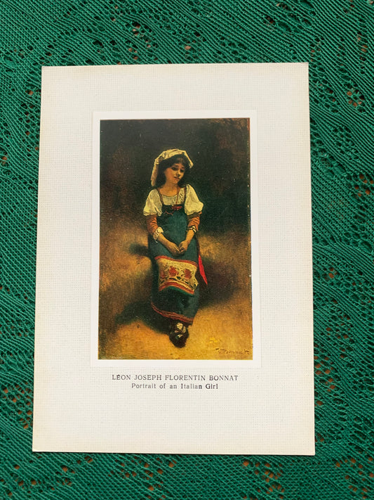 Russian art postcard - Artist Léon Joseph Florentin Bonnat. 1833—1922 Portrait of an Italian Girl Oil on canvas - Printed in USSR - 1982 - unused
