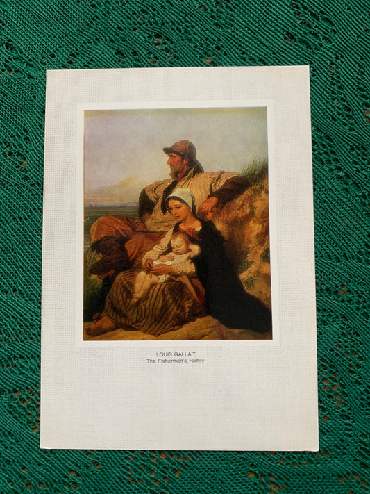 Russian art postcard - Artist Louis Gallait. 1810-1887 The Fisherman's Family. 1848 Oil on panel - Printed in USSR - 1983 - unused